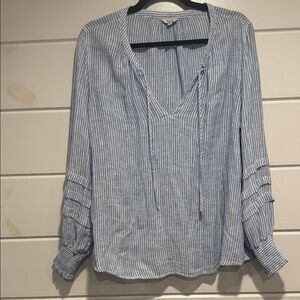 Rails Blue and White Striped Blouse